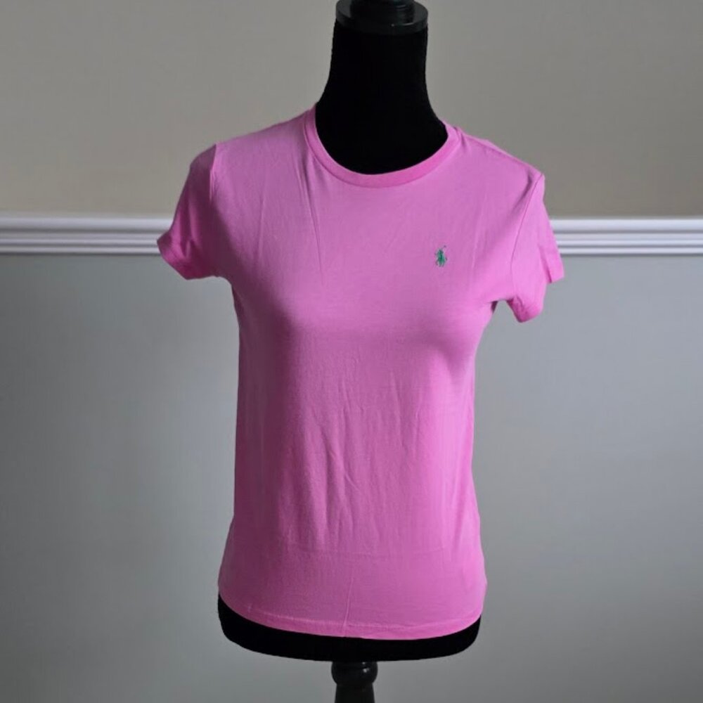 POLO Ralph Lauren Cotton Jersey Tee Shirt Nantucket Pink & Green Logo XL 16 NWT